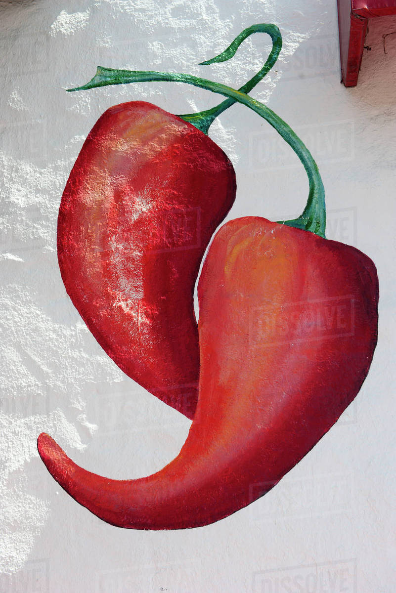 801x1200 Red Chili Peppers Painted On Wall - Chili Pepper Painting