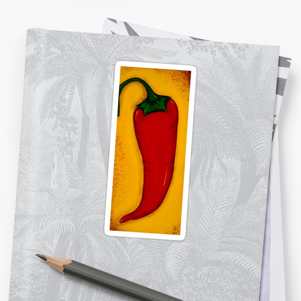 1000x1000 Spicy Big Red Chilli Pepper Painting Stickers By Creativebridge - Chili Pepper Painting