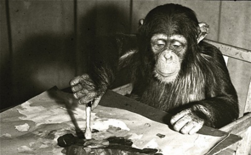 808x500 Meet Congo The Chimp, London's Sensational 1950s Abstract Painter - Chimp Painting