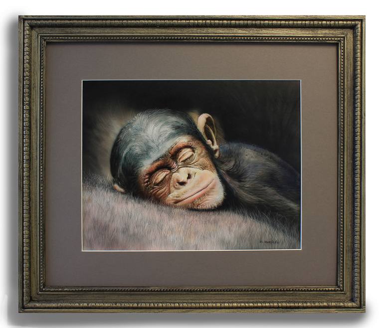 770x658 Saatchi Art Sleeping Baby Chimp Painting By David Roelofs - Chimp Painting