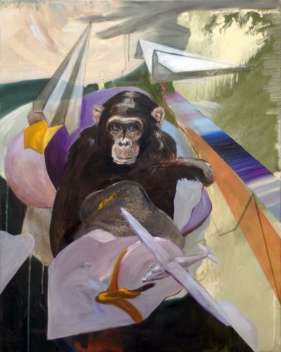 400x500 Chimpanzee Airline By Elisabeth Wedenig (2012) Painting Acrylic - Chimpanzee Painting