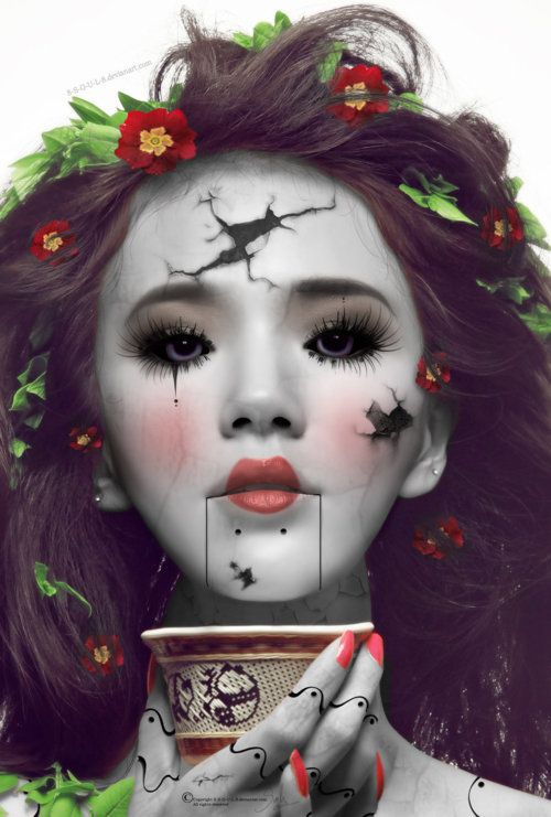 500x741 Creepy Halloween China Doll Facepaint Tips For Halloween - China Doll Painting