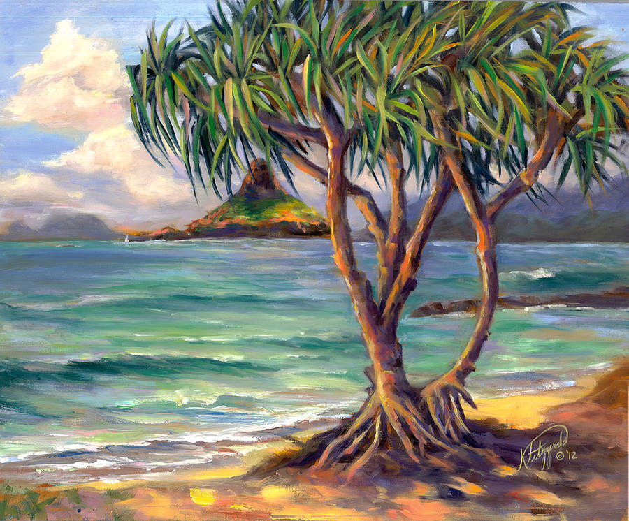 900x746 Hala Tree At Chinaman's Hat Painting By Kelley Fitzgerald - Chinamans Hat Painting