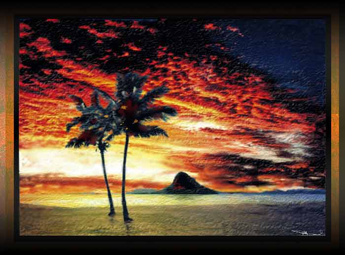 700x517 Painting Of Chainman's Hat, Hawaii - Chinamans Hat Painting