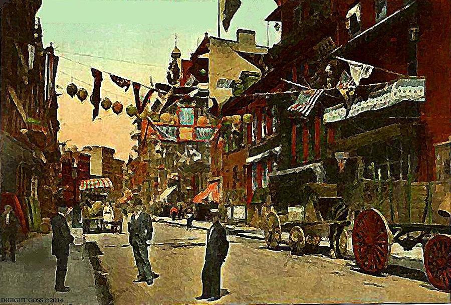 900x608 New York Chinatown 1910 Painting By Dwight Goss - Chinatown Painting