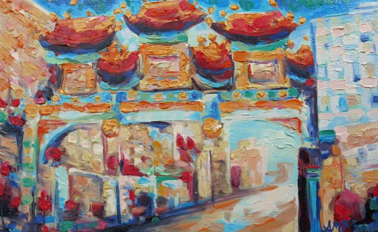 770x472 Saatchi Art Chinatown Gate Painting By Ann Marie Coolick - Chinatown Painting