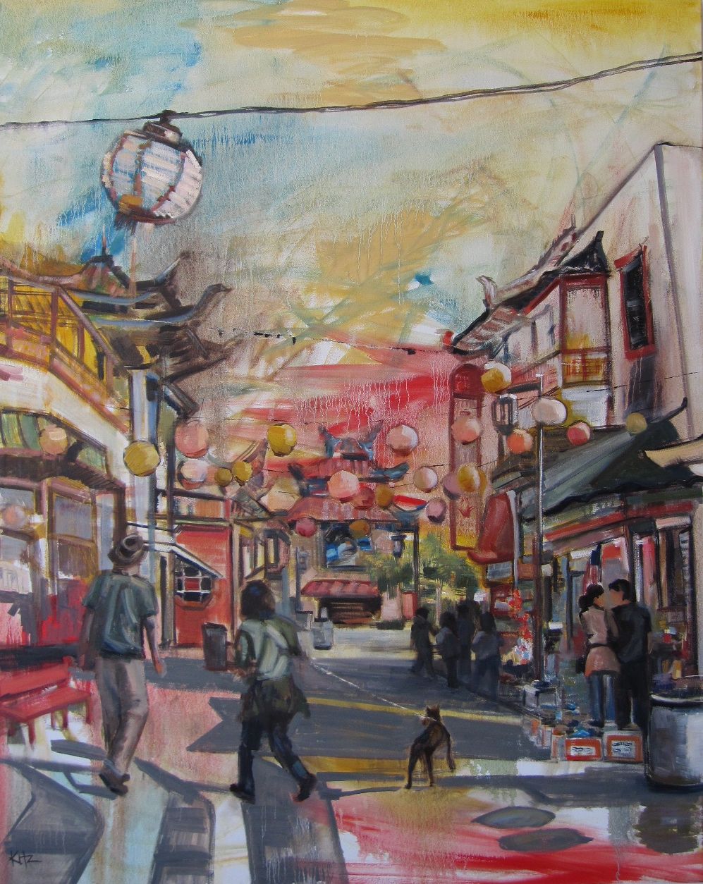 997x1254 Abstract Landscape Painting - Chinatown Painting