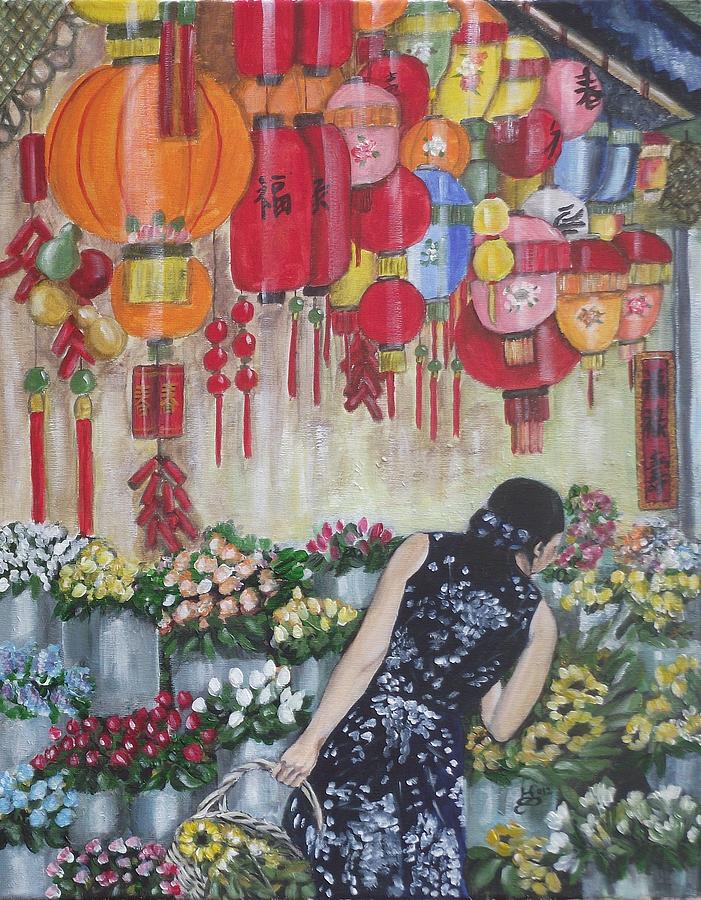 701x900 Shopping In Chinatown Painting By Kim Selig - Chinatown Painting