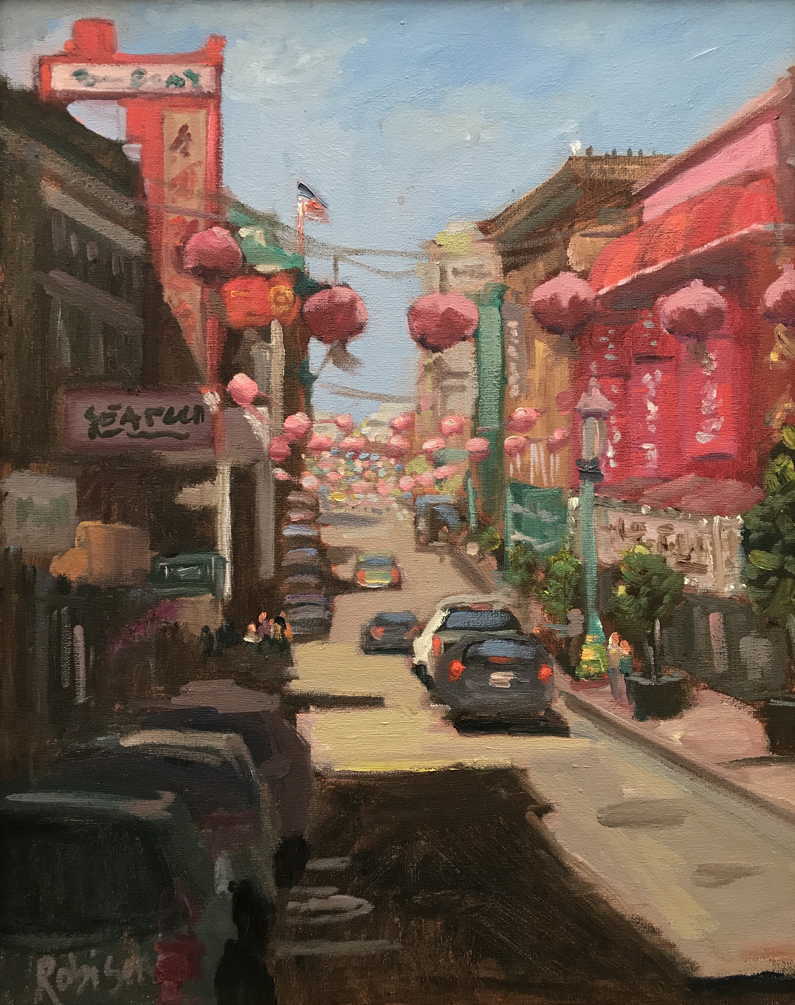 2725x3445 Chinatown 16x20 Oil Painting Original Oil Painting By Kathleen M - Chinatown Painting