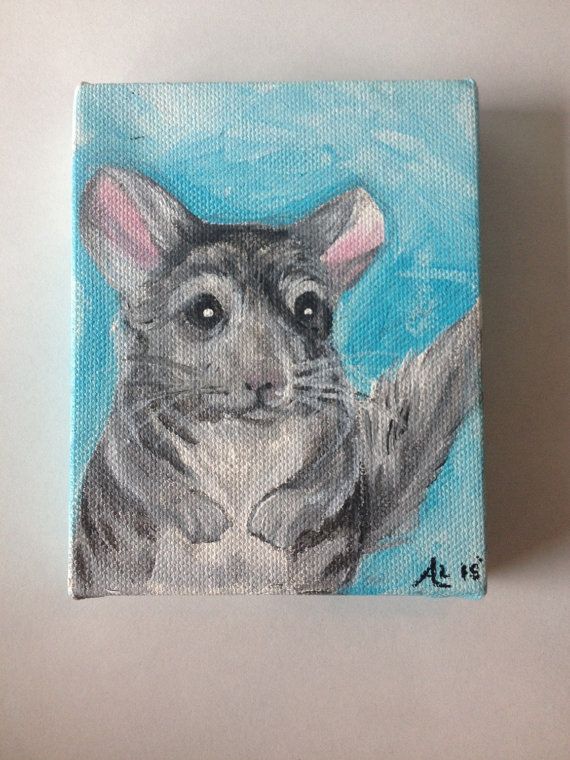 570x760 Original Chinchilla Painting Pet Painting Chinchilla Gift Small - Chinchilla Painting