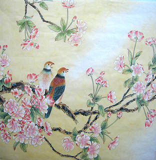 312x320 Chinese Cherry Blossom Paintings, China Cherry Blossom Art Scrolls - Chinese Blossom Painting