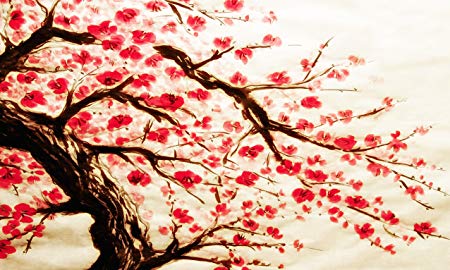 450x270 Large Cherry Blossom Painting Box Canvas Ready To Hang 34 X 20 - Chinese Blossom Painting