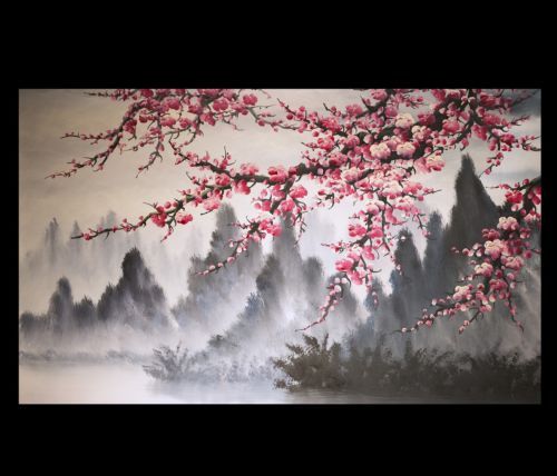 500x428 Modern Wall Art Paintings Art Prints On Canvas Japanese Cherry - Chinese Blossom Painting