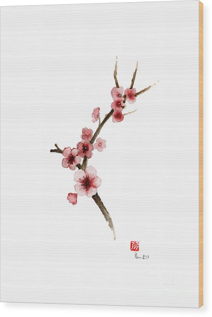 414x618 Spring Gift Flowers Pink Sakura Purple Brown Bloom From Cherry - Chinese Blossom Painting