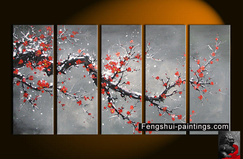 781x512 Chinese Feng Shui Painting, Chinese Cherry Blossom Painting - Chinese Blossom Tree Painting