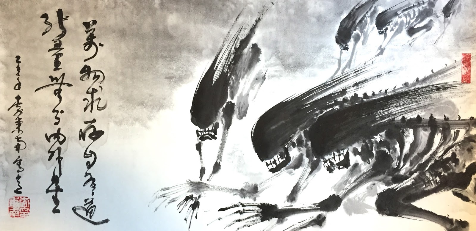 1600x777 The Toy Of The Week Traditional Chinese Aliens Brush Painting - Chinese Brush Painting