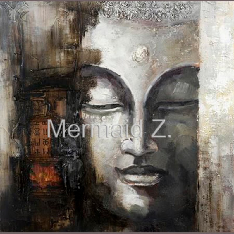 800x800 High Quality Hand Painted Modern Chinese Buddha Head Canvas Oil - Chinese Buddha Painting