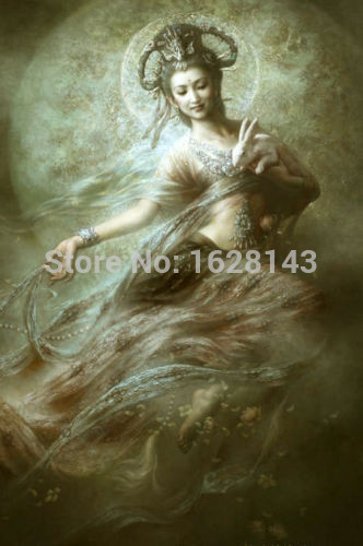 332x500 Handpainted Chinese Buddha Painting Duanhuang Feitian Flying Fairy - Chinese Buddha Painting