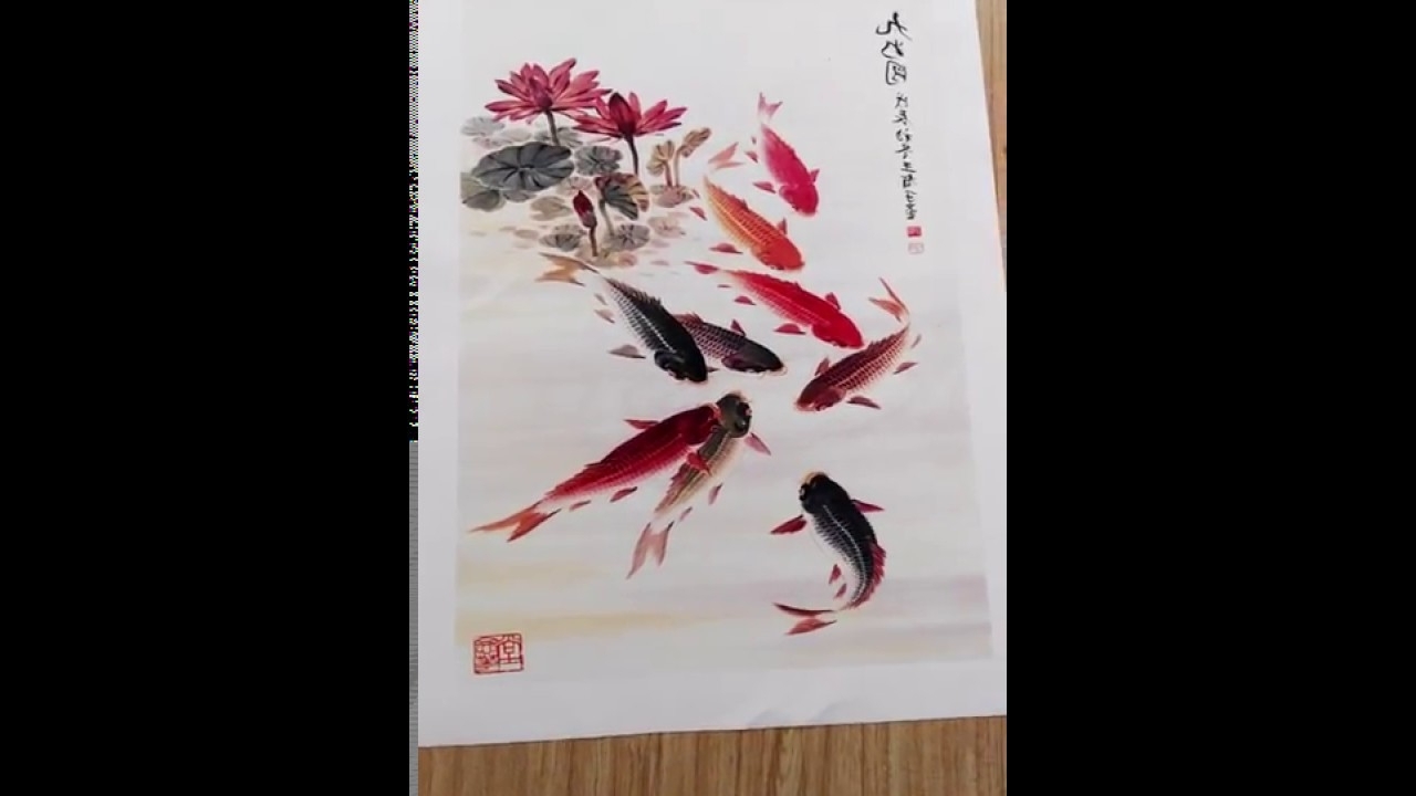 1280x720 Photos Of Koi Canvas Wall Art (Showing 11 Of 15 Photos) - Chinese Calligraphy Painting Fish