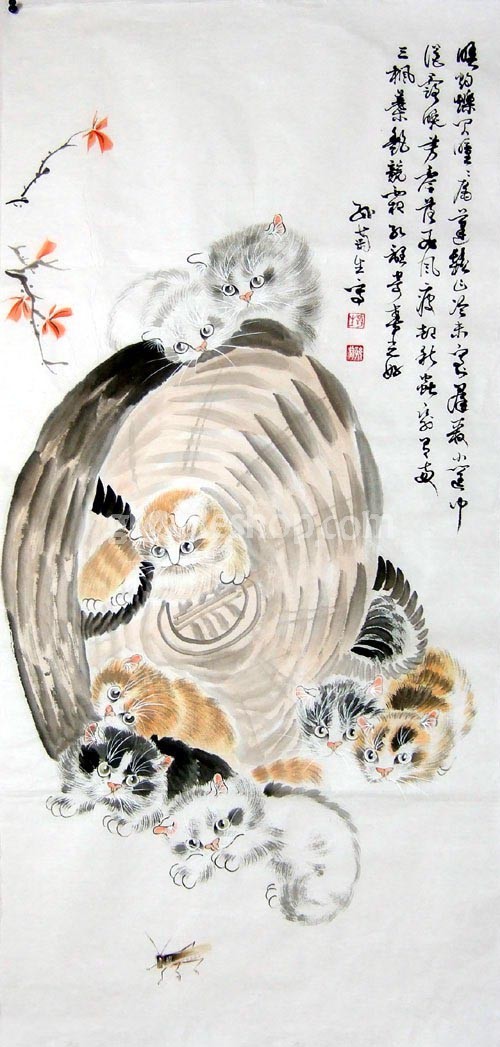500x1047 Chinese Cat Painting,intrest Of Cats,chinese Brush Painting - Chinese Cat Painting