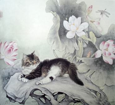 370x337 Page 6 Chinese Cat Paintings, China Cat Art Scrolls, Pictures, Images - Chinese Cat Painting