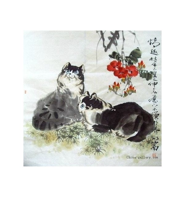 600x638 Chinese Cat Painting Chinese Cat Paintings Ink Cat Paintings - Chinese Cat Painting