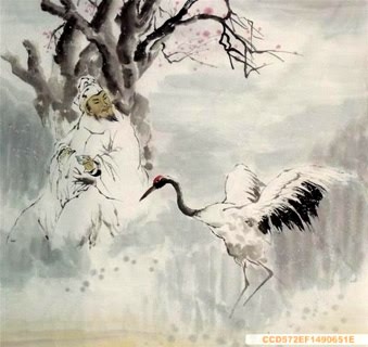 339x320 Chinese Crane Paintings, China Crane Art Scrolls, Pictures, Images - Chinese Crane Painting