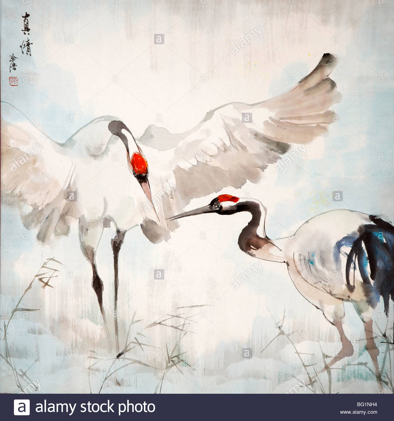 1300x1390 Flying Chinese Crane Bird Painting Stock Photos Amp Flying Chinese - Chinese Crane Painting