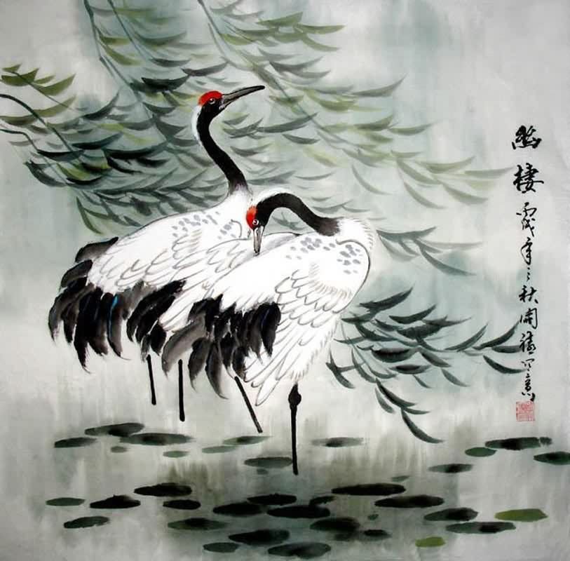 813x800 Chinese Art Painting Chinese Crane Painting 66cm X - Chinese Crane Painting