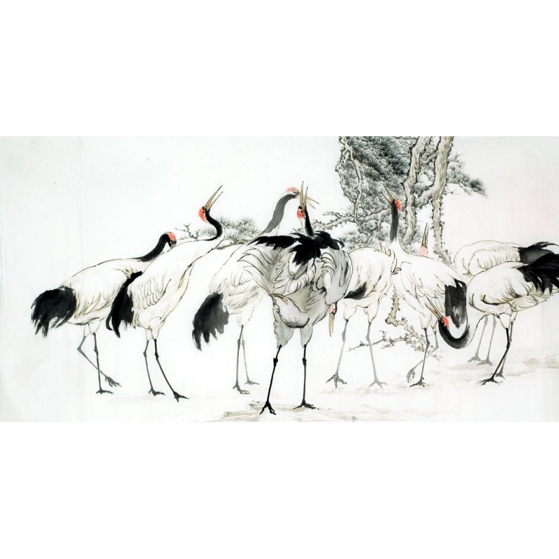 800x800 Chinese Crane Painting - Chinese Crane Painting