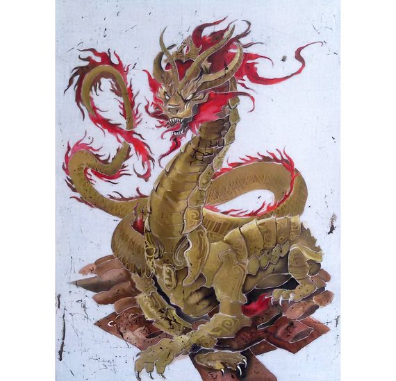 570x549 Chinese Dragon Silk Painting Batik Art Original Batik - Chinese Dragon Painting