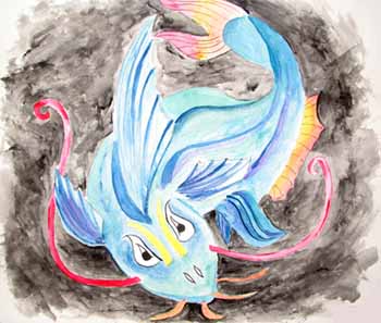 350x297 Chinese Dragon Watercolor Painting Kinderart - Chinese Dragon Painting For Kids