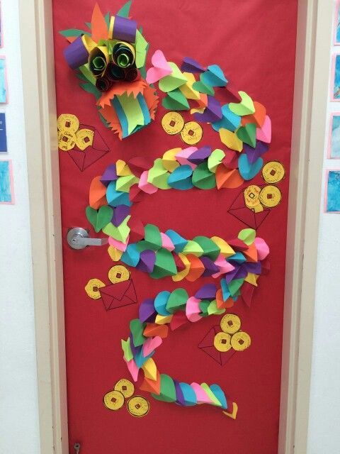 480x640 Chinese New Year Door Idea I Made Up This Year. The Kids Cut It - Chinese Dragon Painting For Kids