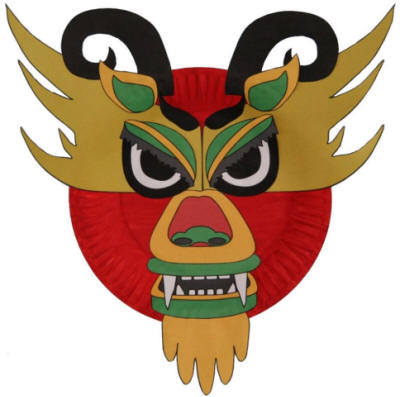 400x397 Paper Plate Dragon Craft - Chinese Dragon Painting For Kids