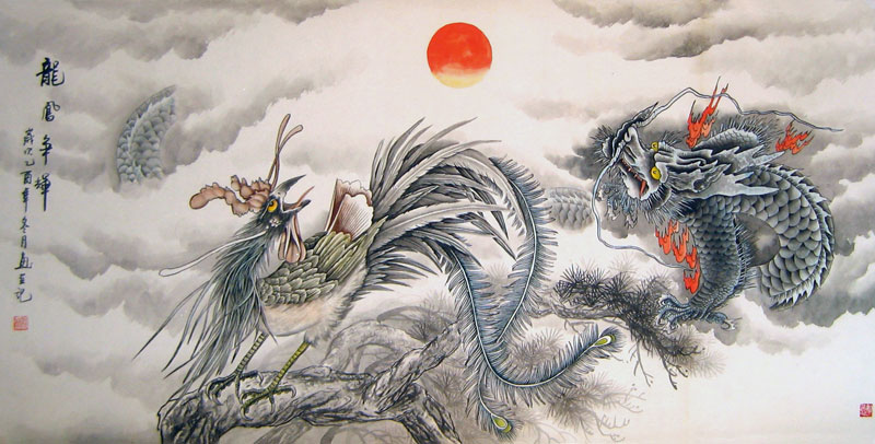 800x406 Dragon And Phoenix - Chinese Dragon Painting Traditional