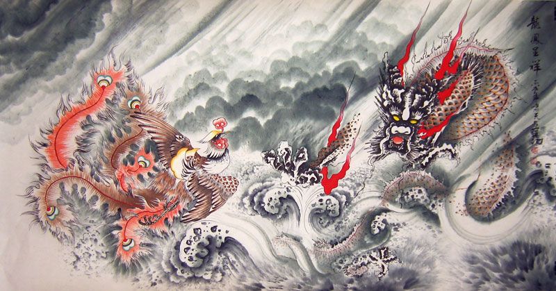 800x419 Dragon And Phoenix Legend Chinese Dragon Paintings - Chinese Dragon Painting Traditional