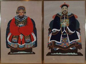 300x223 Pair Chinese Emperor And Empress Watercolor Portraits Paintings Ebay - Chinese Emperor Painting