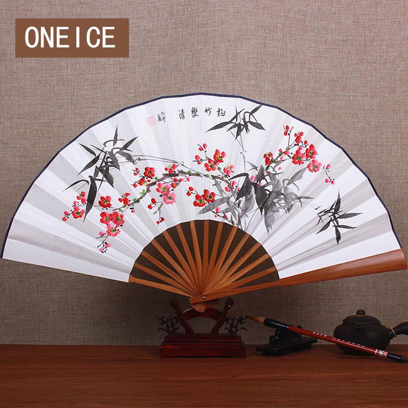 800x800 10 Inch Hand Painted Paper Fan Folding Wind Jade Bamboo Chinese - Chinese Fan Painting