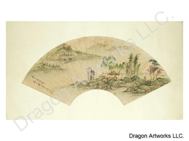 800x600 Antique Look Chinese Fan Painting - Chinese Fan Painting