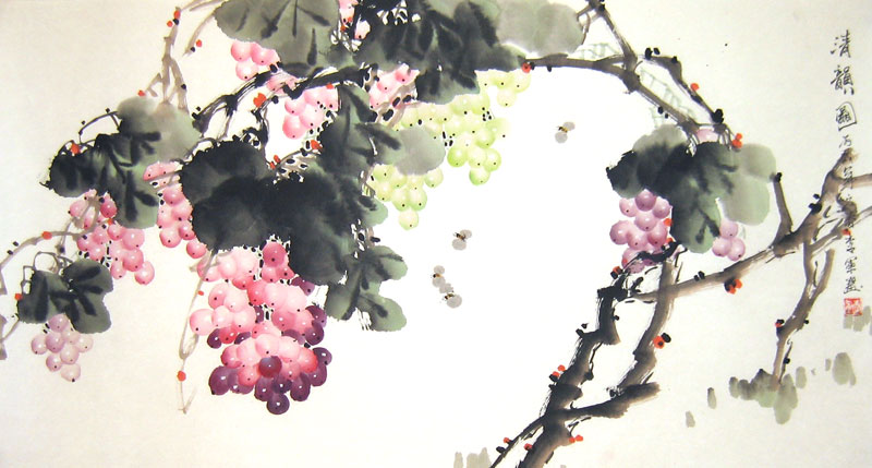 800x429 Grapes - Chinese Flower Painting