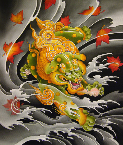 424x500 Foo Dog Tattoo Meaning Chinese Fu Drawings Japan Tattoos Great - Chinese Foo Dog Painting