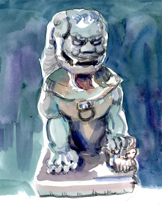 550x703 Foo Dog - Chinese Foo Dog Painting