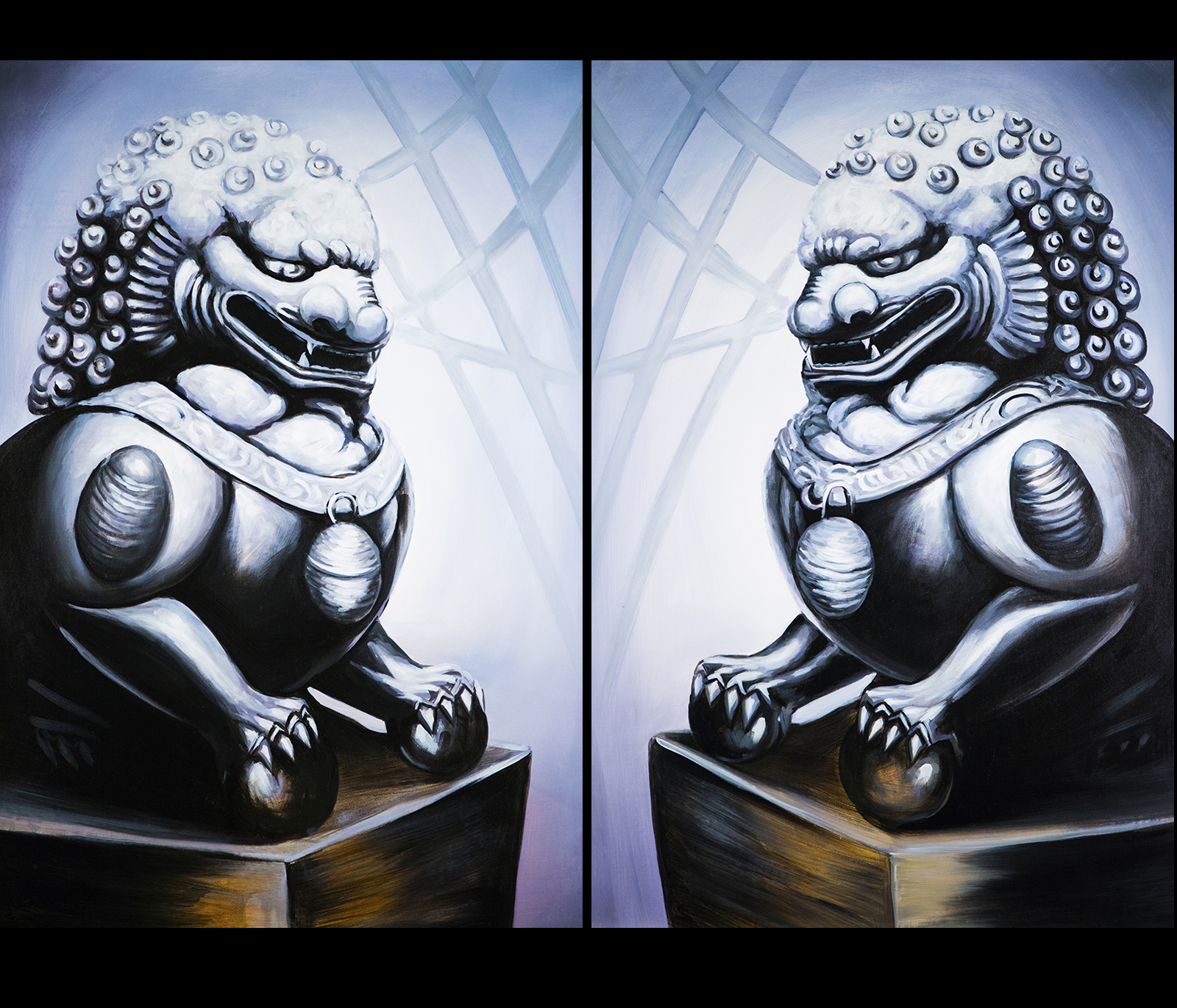 1600x1371 Foo Dogs Painting - Chinese Foo Dog Painting