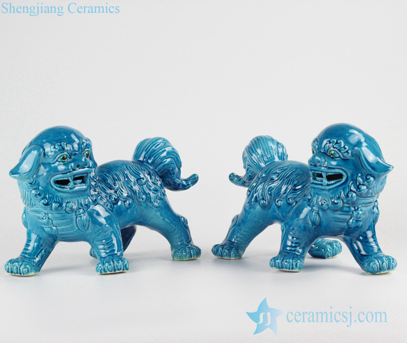 800x675 Rzkc01 China Original Pair Of Cerulean Blue Ceramic Foo Dog - Chinese Foo Dog Painting