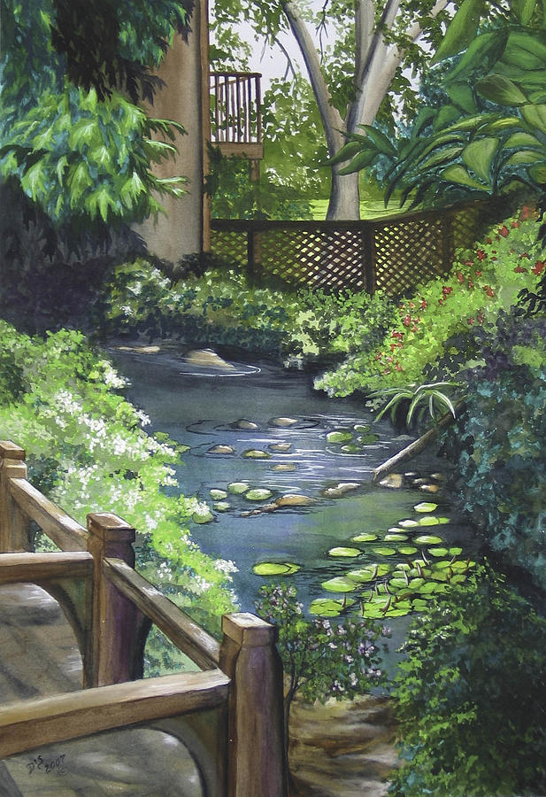 617x900 Chinese Garden Painting By Darla Sittman - Chinese Garden Painting