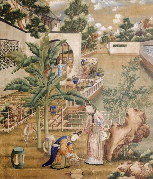 629x738 Do Chinese Wallpapers Show The Gardens Of Guangzhou Treasure Hunt - Chinese Garden Painting