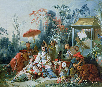 400x342 The Chinese Garden Boucher Painting Reproduction 13261 Topofart - Chinese Garden Painting