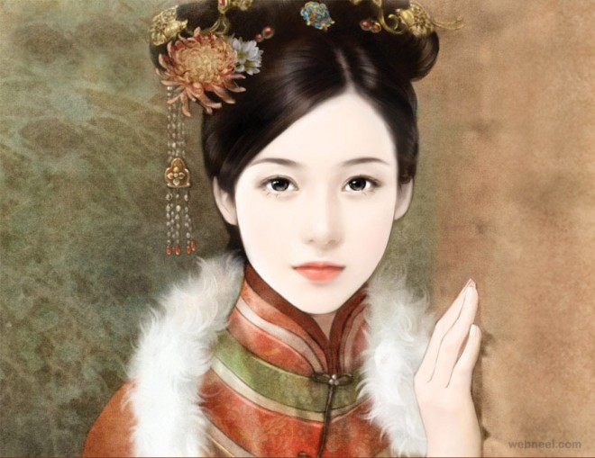 660x509 Chinese Painting Girl Beauty 8 - Chinese Girl Painting