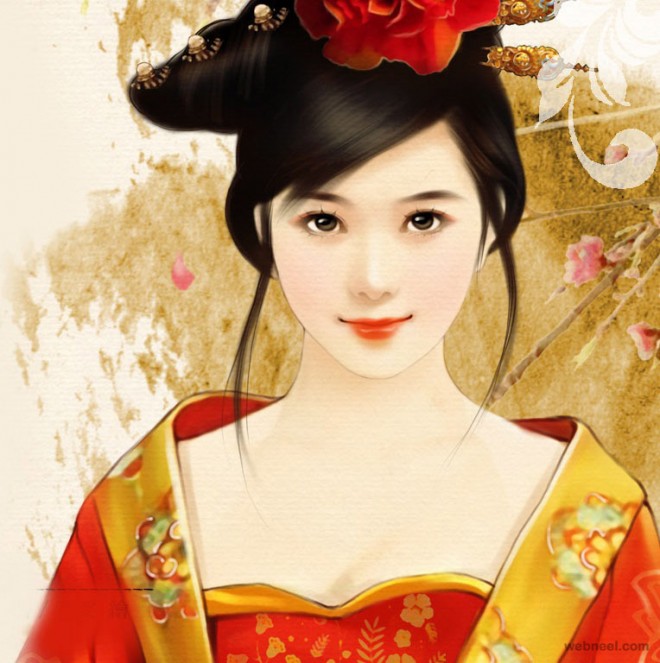 660x663 Chinese Painting Girl Woman 9 - Chinese Girl Painting