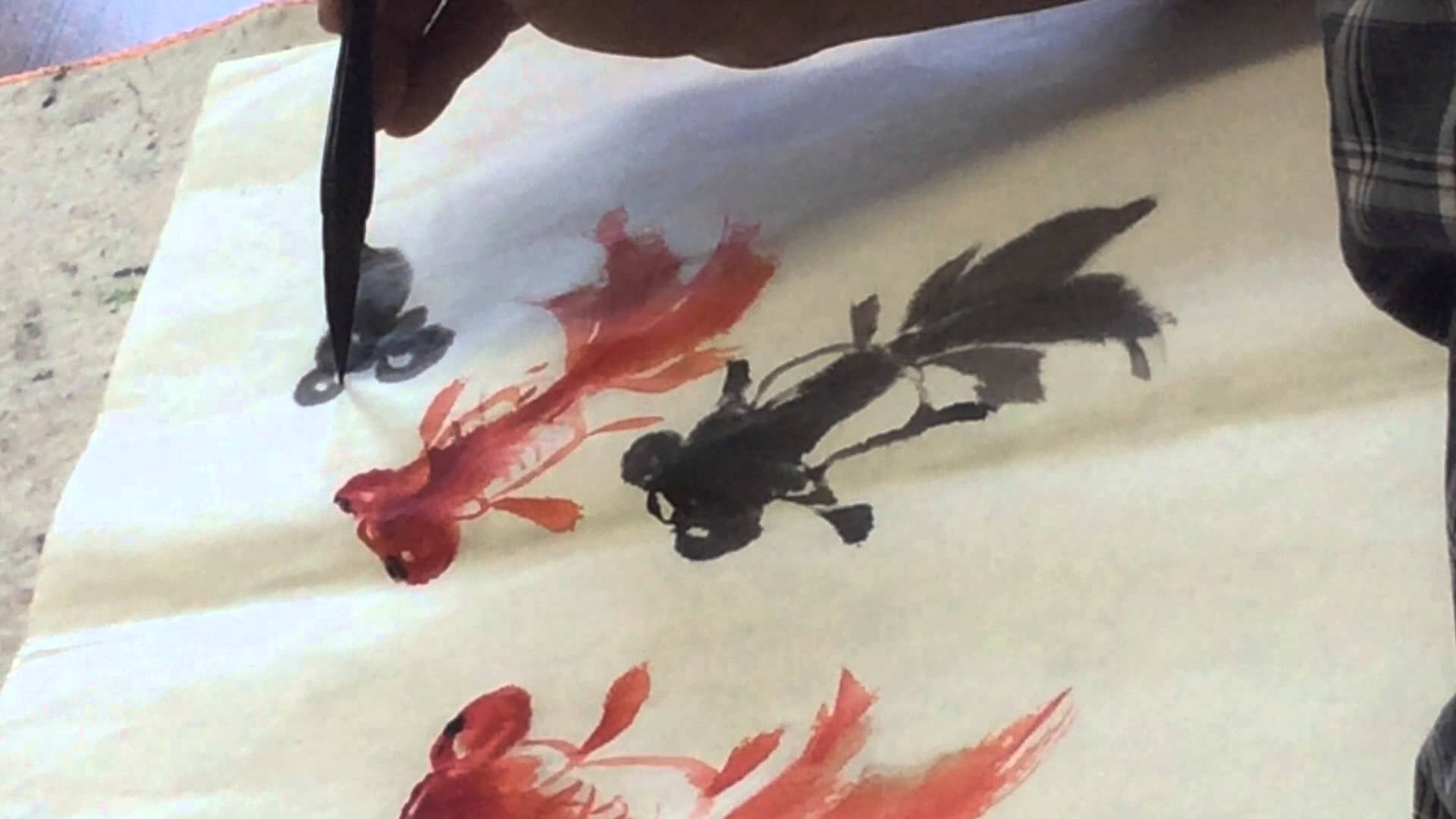 1920x1080 Chinese Brush Painting Goldfish 2 - Chinese Goldfish Painting